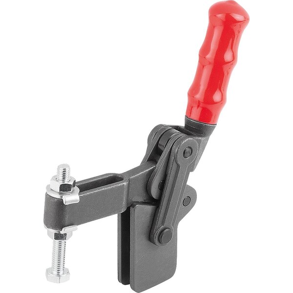 Toggle Clamp Heavy Version L=84 Steel, Vertical Foot, Comp:Plastic, Comp:Red, F2=6000